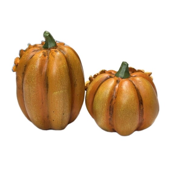 Pumpkin Fall Floral Decor Set Ceramic Rustic Orange Rustic Farmhouse Decoration - Picture 5 of 11